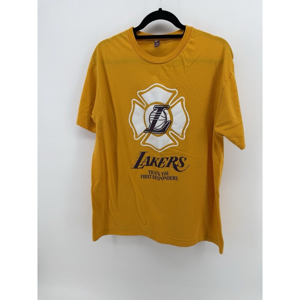 Los Angeles Lakers NBA Basketball T-Shirt Size XL Yellow First Responders Night